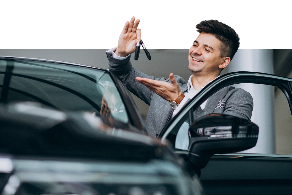 client taking his booked car keys